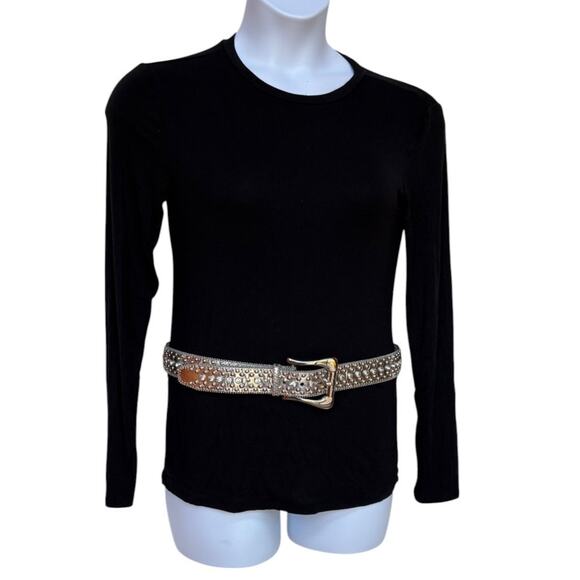 Guess Studded Rhinestone Silver Metallic Leather Bling Belt  L or XL(?) Pls Read main image 4